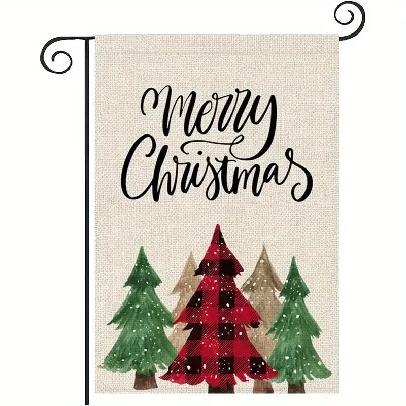 1pc, Merry Christmas Garden Flag Pino (12x18, Double Sided) Xmas Winter Yard Flag Esterno Esterno