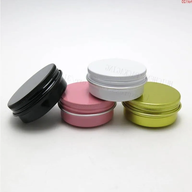 30 x 30g Empty aluminum jar gram metal cream 1oz silver tin cosmetic container Matte Black pink gold whitegood Qqscq