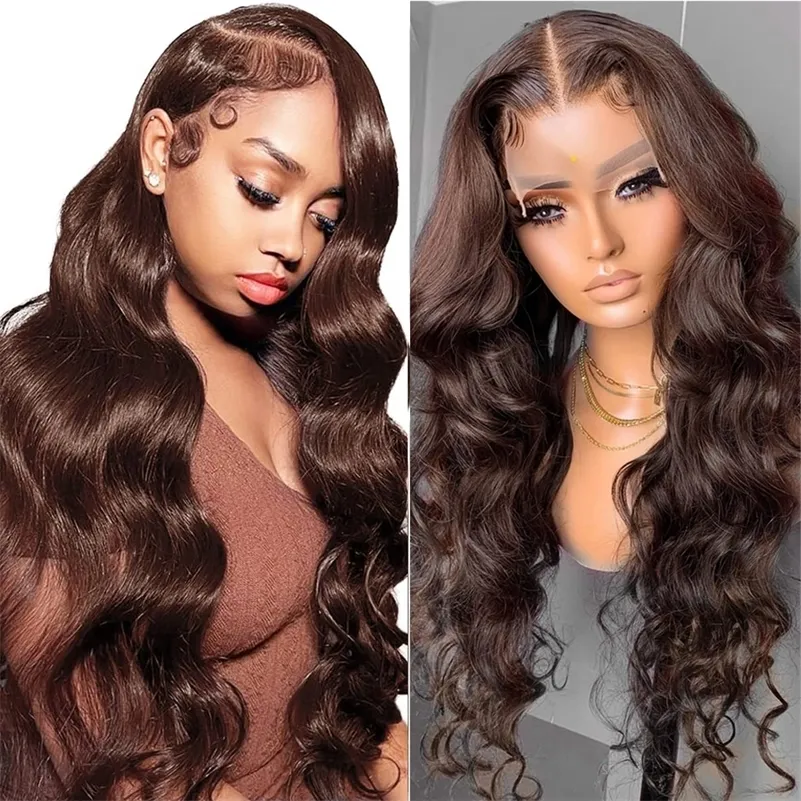 Morceaux de cheveux HD Lace Front Human On Sale Body Wave 13x4 Glueless Frontal Pour Femmes Naturel Brun Brésilien 230617