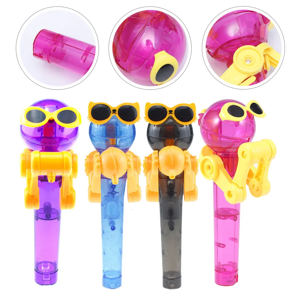 Nouveauté Jeux 4 Pcs Personnalité Robot Lollipop Holder Plastique Lollipop Case pour Enfants Enfants 230617