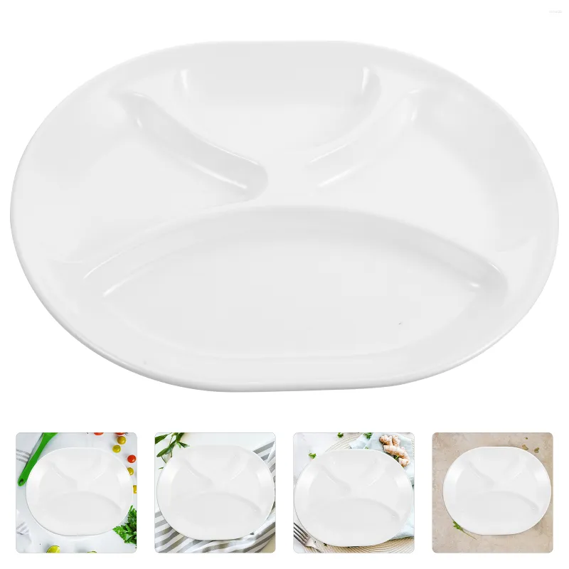 Ensembles de vaisselle Assiettes en mélamine à 4 compartiments Plateaux de service en plastique Assiette de compartiment à vaisselle domestique