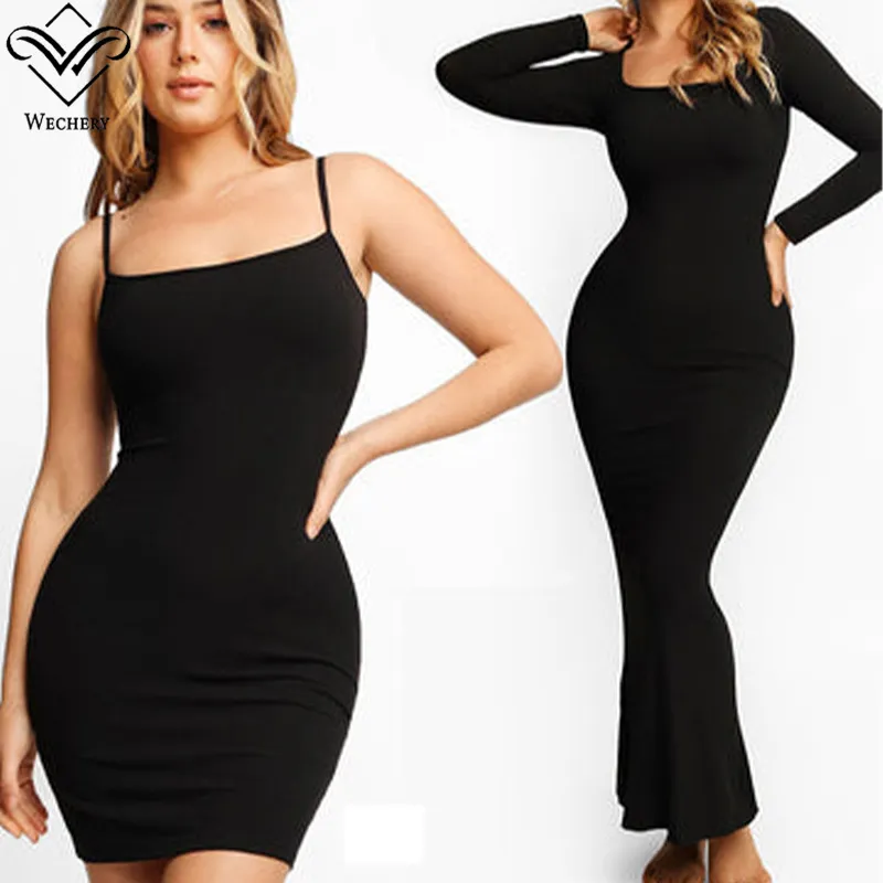 Mini Populism Modal Soft Built In Shapewear Bra 8 In 1 Women Lounge Dresses  Long Slip Body Shaper Built In Shapewear Maxi Dress From Daylight, $22.21