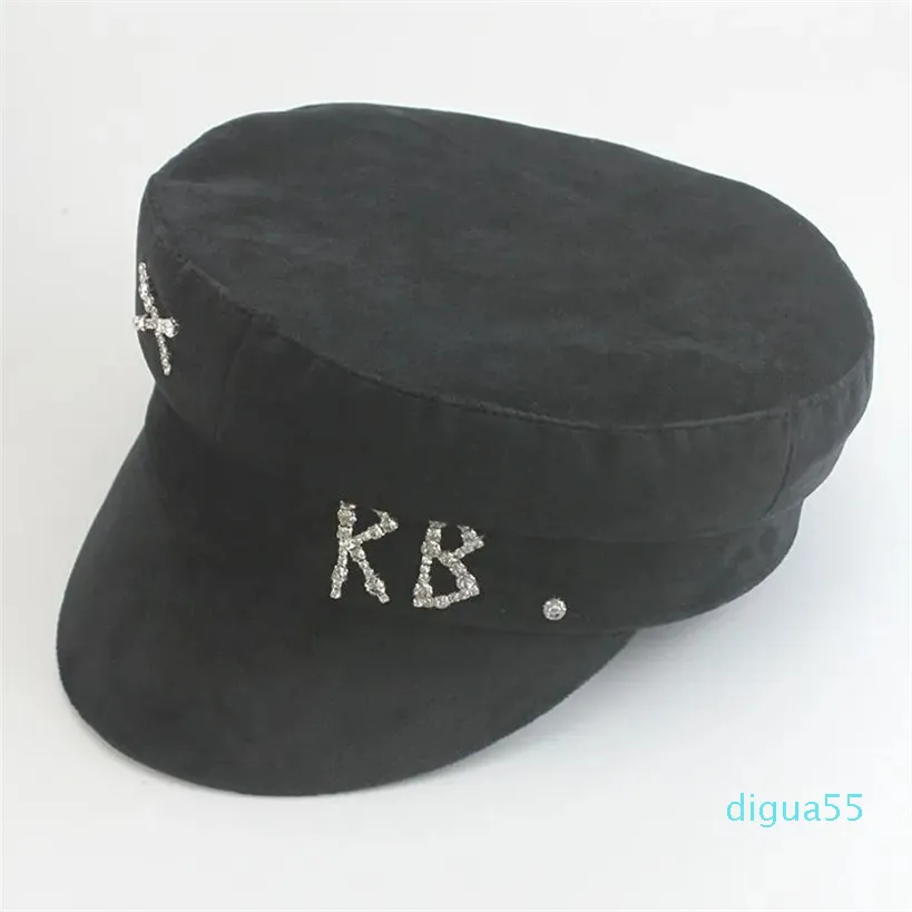 Boinas Chapéus De Inverno Embelecidos De Lã De Cristal Baker Boy Hat Feminino Sboy Caps Diamond Letter Thick Flat Visor CapsBoinas