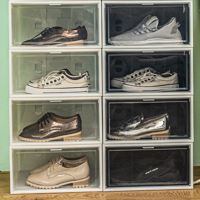 Stackable Sneaker Storage Boxes - Clear Plastic Shoe Organizer ...