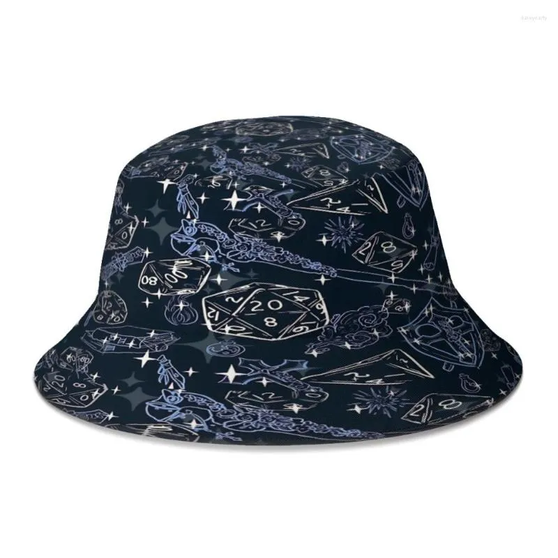 Berets Azure Pretty Gear для малышей везде, везде CLERC DND Game D20 DD Bucket Hat Женщины мужчины складываемые рыбацкие шляпы Bob Panama Cap