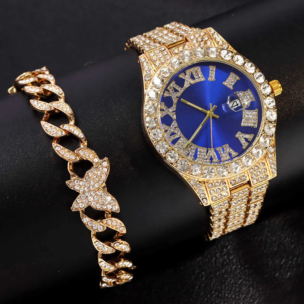 Horloges 3 stks Mannen Vrouwen Mode Quartz Horloge Armband Set Goud Zilver Luxe Kalender Pols Bling Strass Relogio Klok 230613