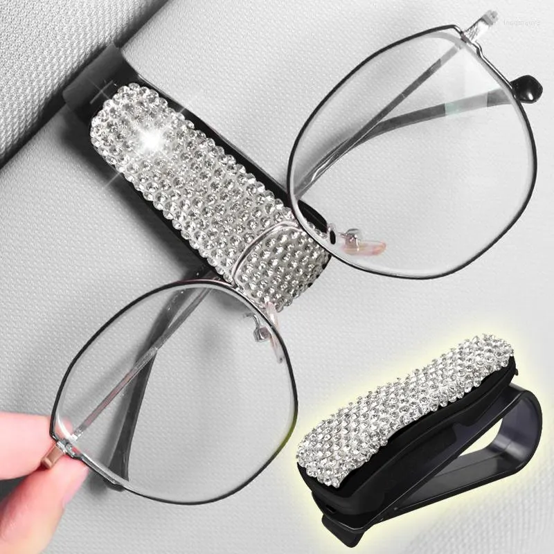 Interiörstillbehör universal bilsolglasögonhållare Abs Auto Sun Visor Glasögon Clip Card Bling glasögon för