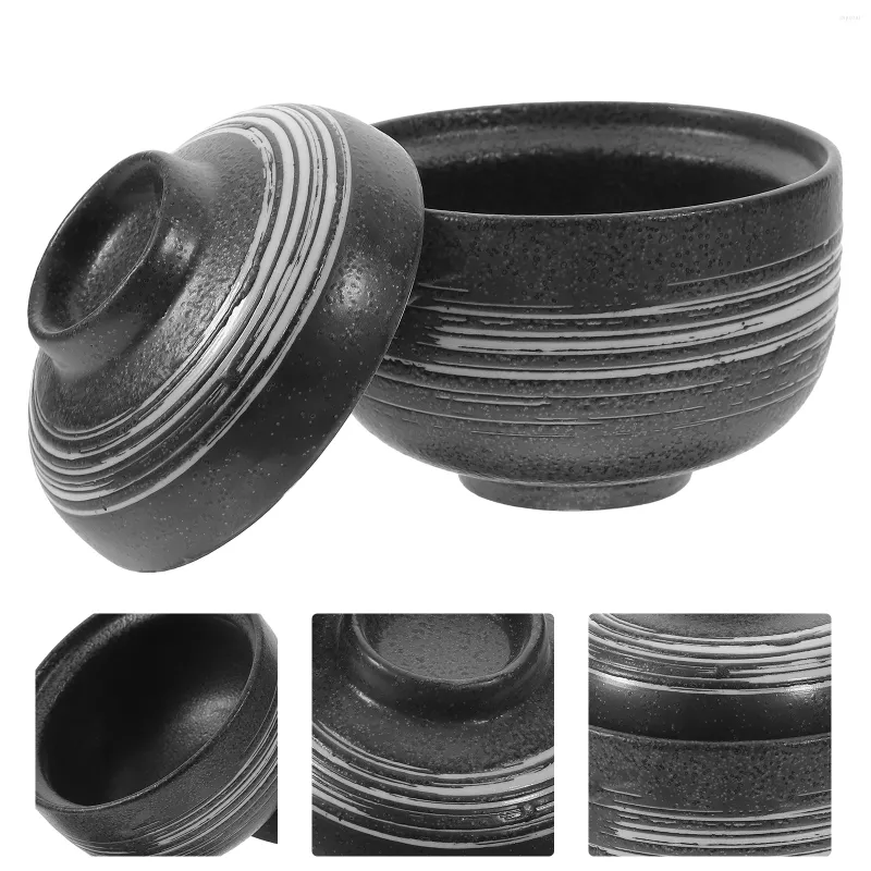 Bowls Ceramic Stew Pot Multi-function Steam Bowl Large Serving Lid Soup One Piece Ramen