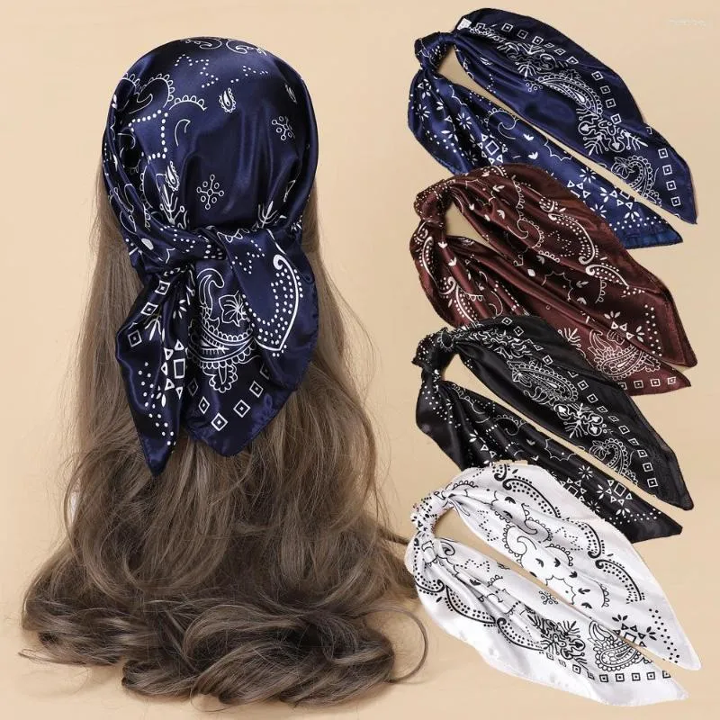 Scarves 2023 Paisley Silk Square Scarf Fashion Lady Hair Shawl Wraps Neck Foulard Women Kerchief Head Hijab Bandana Luxury