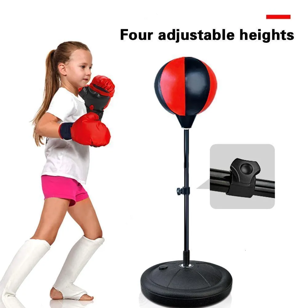 Punching Balls Balle de boxe verticale réglable Fitness Boxing Punch Boxe pour enfants sac de boxe gants gobelet équipement d'entraînement vertical 230617