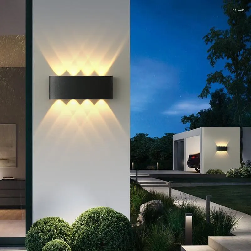 Lampada da parete IP65 LED AC86-265 Illuminazione impermeabile per giardino esterno Soggiorno Scale Alluminio Acrilico Home Decor Sconce