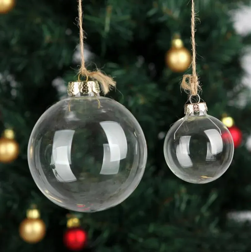 8cm Wedding Bauble Ornaments Christmas Xmas Glass Balls Decoration Christmas Balls Clear Glass Wedding balls Christmas Ornaments