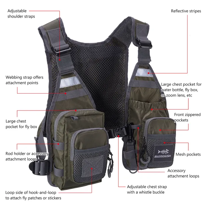 Other Sporting Goods Bassdash FV08 Ultra Lightweight Fly Fishing Vest For  Men And Women Portable Chest Pack One Size Fits Most 230619 From 10,84 €