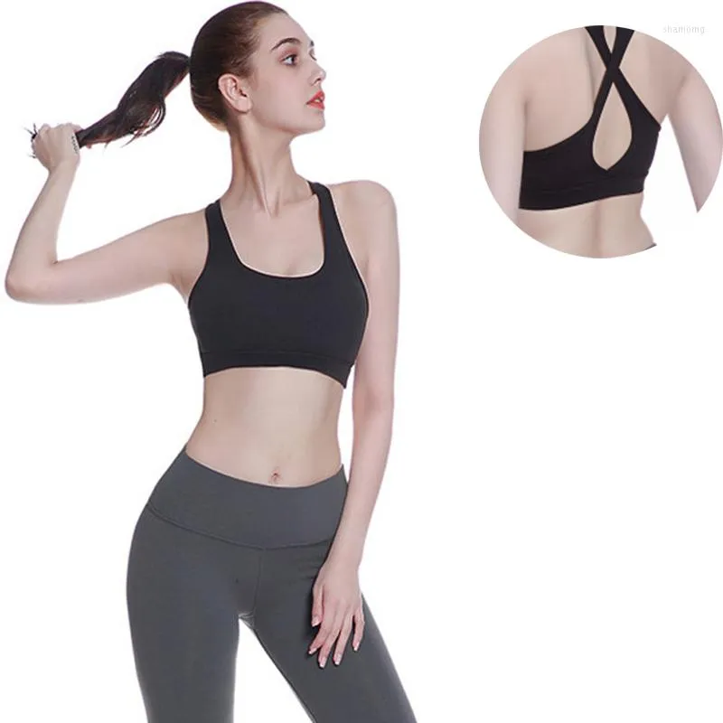 Yoga outfit Women Professional Absorb Sweat Top Athletic Running Push Up Sports Bra Gym Fitness Sömlös vadderad Vest Tank S M L XL