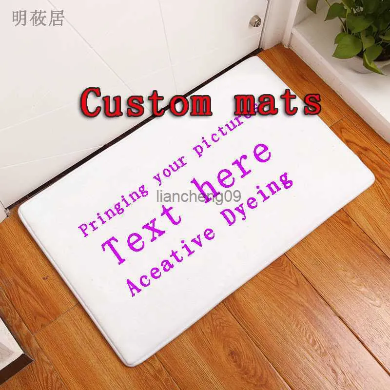 40x60cm Custom mat anti-slip carpet printed your design picture photo Flannel Floor customized Carpet for Bath Door Living Room L230619