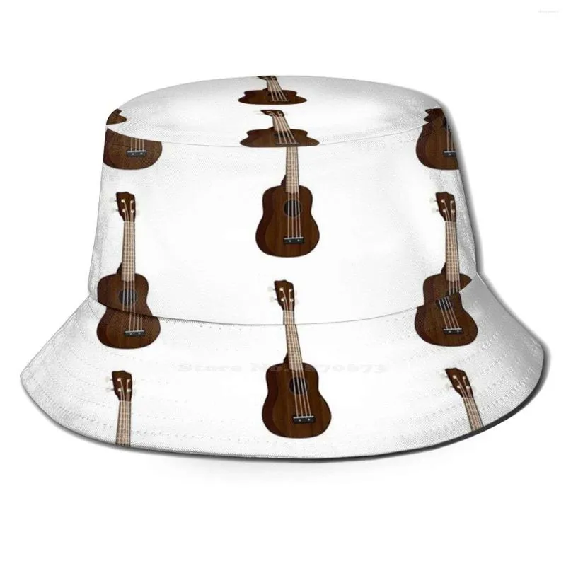 Boinas Madera Ukulele Protección Uv Sombreros de cubo plegables Mujeres Hombres Instrumento Instrumentos Guitarra Música Musical