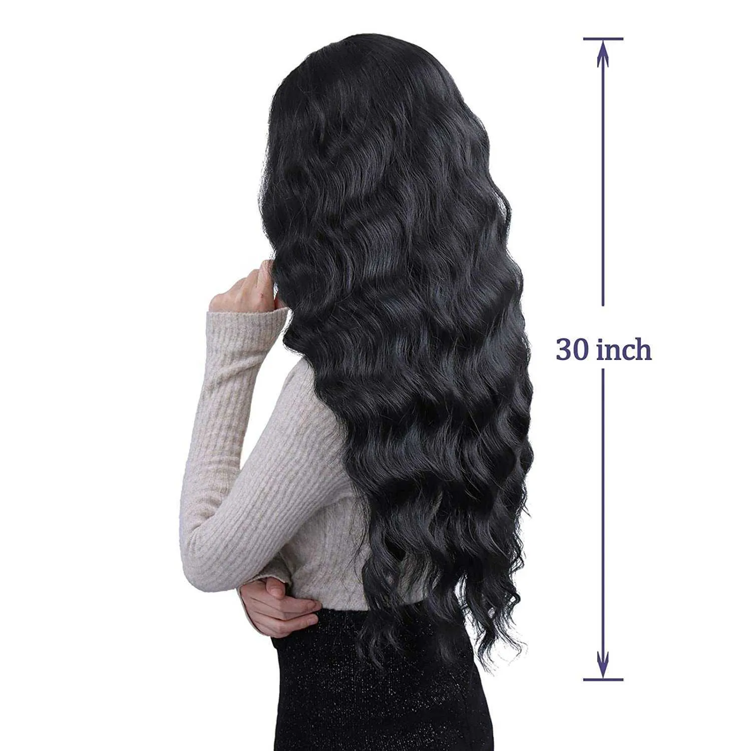 Nxy Cheveux Perruques Couleur Naturelle Synthétique Partie Moyenne Perruque 24 30 pouces Longue Vague de Corps pour les Femmes Usage Quotidien 230619