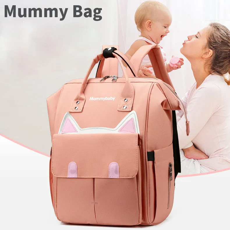 Bolsa de mamá multifuncional de malla para cuna, mochila portátil de gran capacidad con aislamiento para biberones, bolsa de mamá de moda para pañales 230619