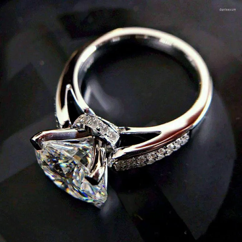 Anillos de boda CAOSHI, anillo de promesa de lujo con Zirconia brillante, accesorios nupciales a la moda, joyería de dedo elegante para mujer para fiesta