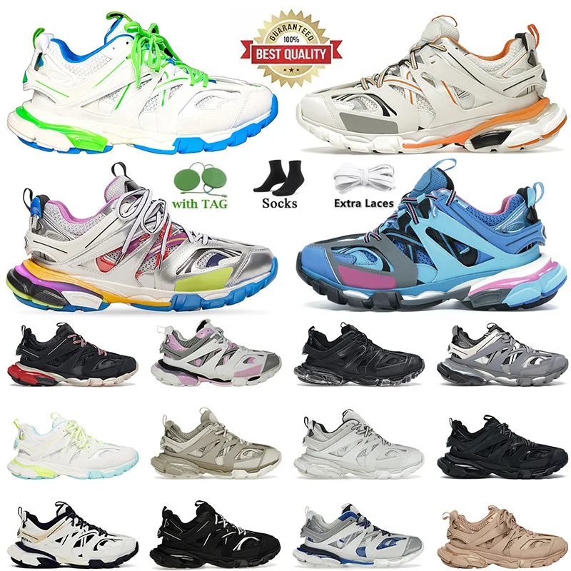 С носками 2023 Известный бренд Повседневная обувь Дизайнерские мужские и женские Balanciaga Track 3 3.0 Кроссовки на платформе Vintage Tracks Runners Tess.s. Кожаные кроссовки Gomma, размер 46