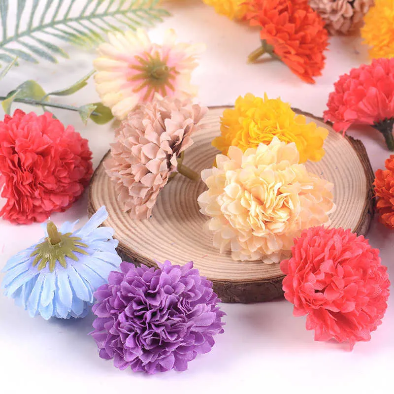 Fleurs séchées 20 pièces 5 cm soie artificielle pas cher fausse fleur chrysanthème fête de mariage décoration de la maison jardin Table décor couronne cadeau