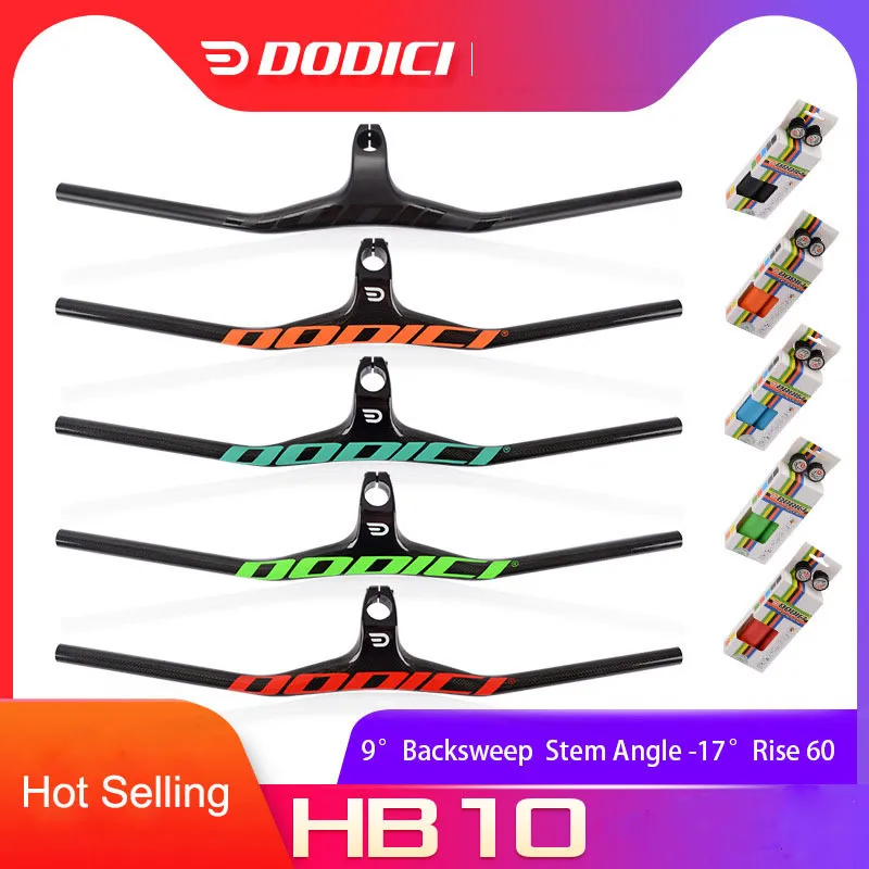 자전거 핸들 바 구성 요소 Dodici Carbon Handlebar 28.6mm 31.8mm 통합 바 산악 자전거 글로시 블랙 부품 230619