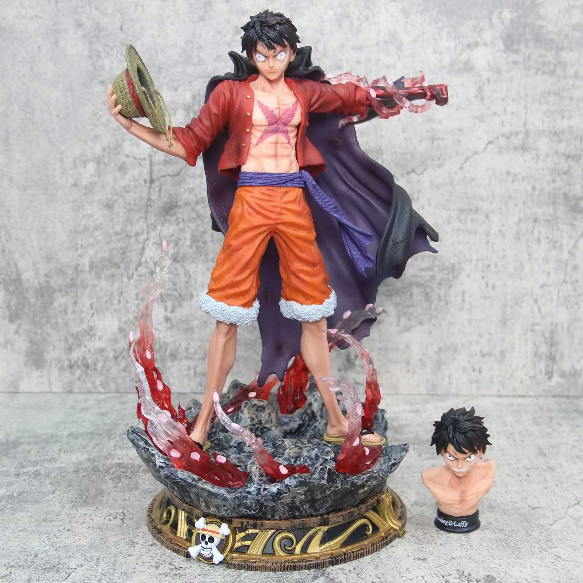 Figuras de brinquedo de ação um animefigure luffy 37cm com cabeças de mangá leve figura de ação figma coleção ornamento estátua crianças brinquedos presentes