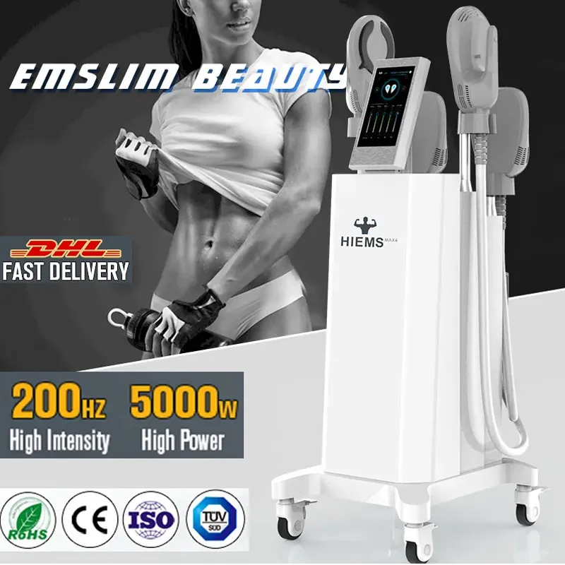 EMS Burn Fat Slant Machine 4 HANDLAR EMSLIM Bygg MUSCLE RF PRO II Fast Shipping Salon Use Equipment