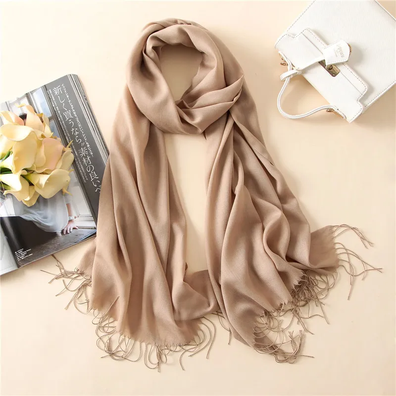 Scarves Solid Color Soft Women Scarf Cashmere-like Scarves Lady Summer Thin Shawls Wraps Winter Pashmina Femal Hijab Headband 230619