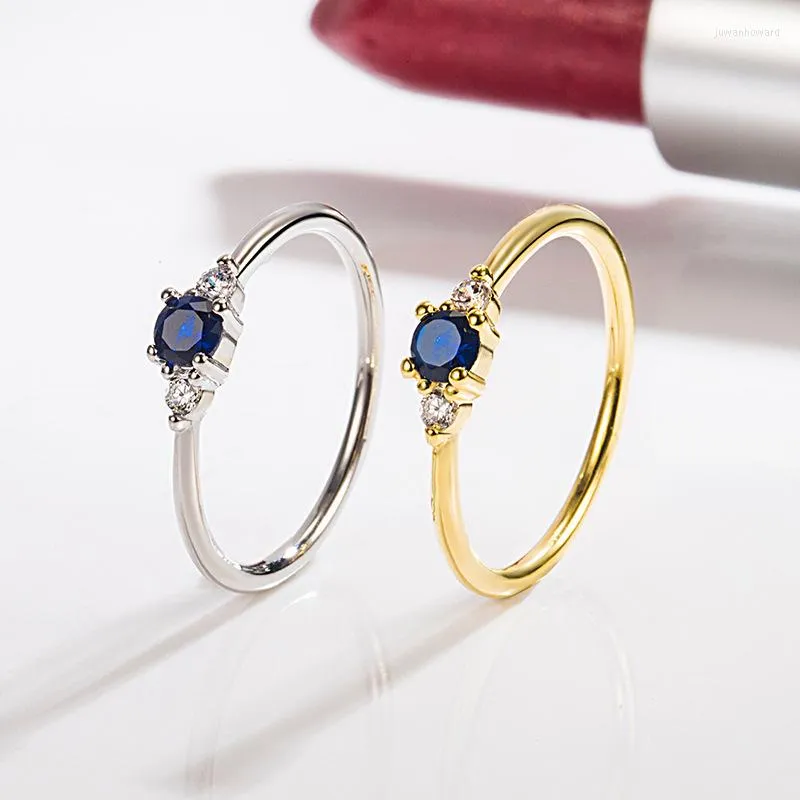 Pierścienie klastra Diwenfu 14K złota biżuteria szafirowa Pierścień dla kobiet dołącz do imprezy Blue Topaz Stone Bizuteria Silver 925 Kobiety
