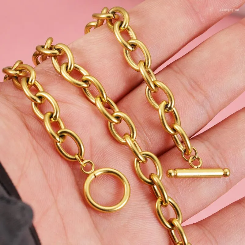 Chains 30% Off10pcs Stainless Steel Square Link Chain Necklaces For Women Men Toggle Clasp OT Buckle Choker Collar Hip_voghion.com