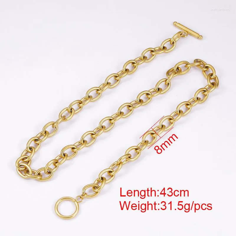 Chains 30% Off10pcs Stainless Steel Square Link Chain Necklaces For Women Men Toggle Clasp OT Buckle Choker Collar Hip_voghion.com