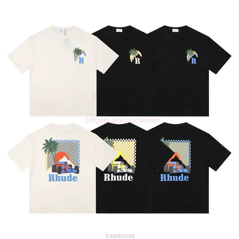 Designer Fashion Vêtements Tees Tshirt 2023 Summer New Short Sleeve Rhude Mens Moonlight Tropic Print Tshirt Top Hommes Coton Streetwear Tops Casual Sportswear Rock 25