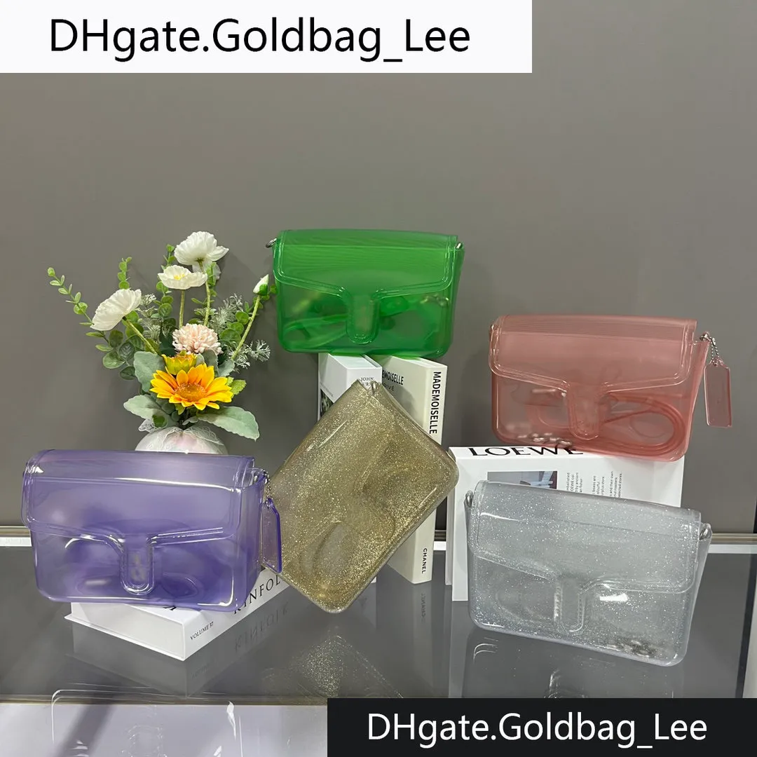 Tabby Yastık Crossbody Bag Tasarımcı C Mektup Şık ve Basit Şeffaf Jöle Yeşil Pembe Altın Purple Omuz Çantası Crossbody Bag CH748