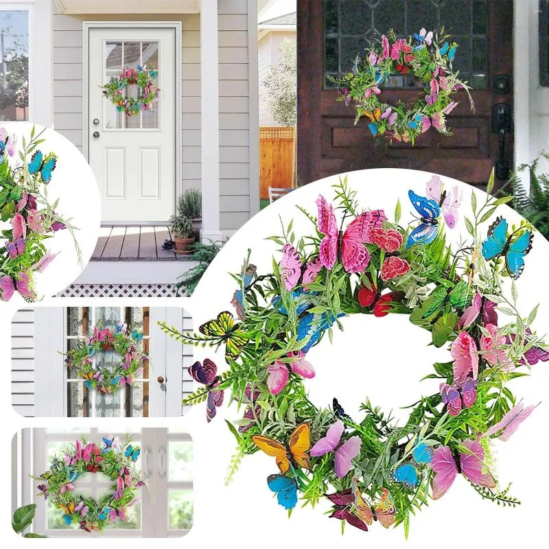 Flores decorativas guirlanda janela artificial decoração de porta de verão parede primavera varanda verde frente tradições de natal em vitrais