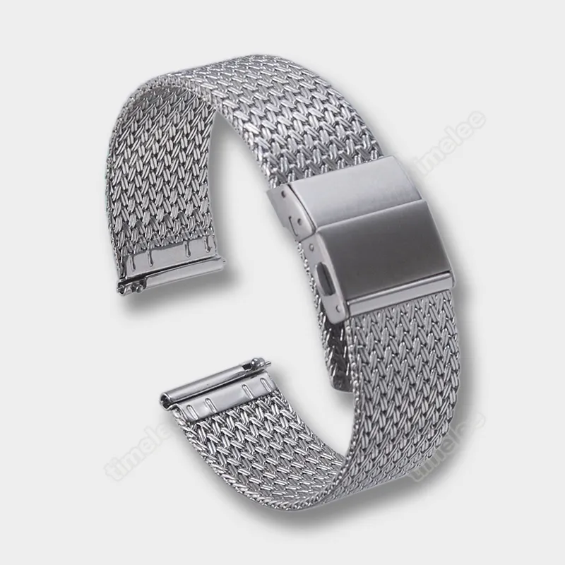 Oglądaj zespoły zegarek ze stali nierdzewnej Bransoletka 20 mm 22 mm siatkowa Milanese Pętla Watchbands Wymienne akcesoria paska 230619