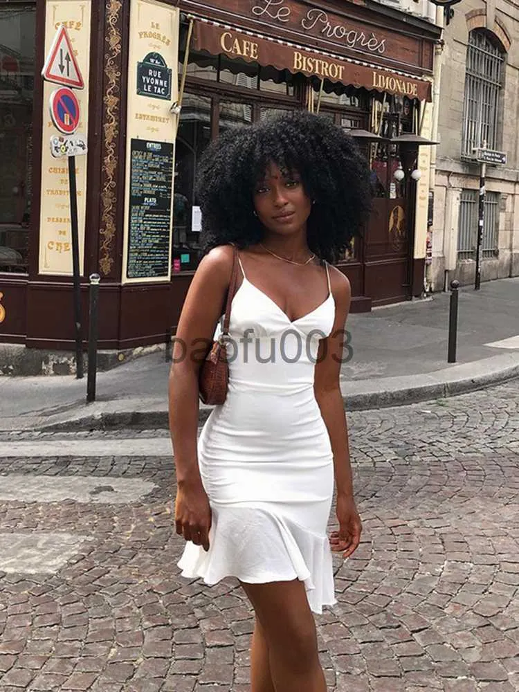 Cryptographic Spaghetti Strap Ruffles Mini Dress Elegant Sleeveless Slip On  Thin Strap Sundress For Womens Casual, Club, Party, And Holidays J230619  From Baofu003, $11.66 In Bulk | DHgate.Com