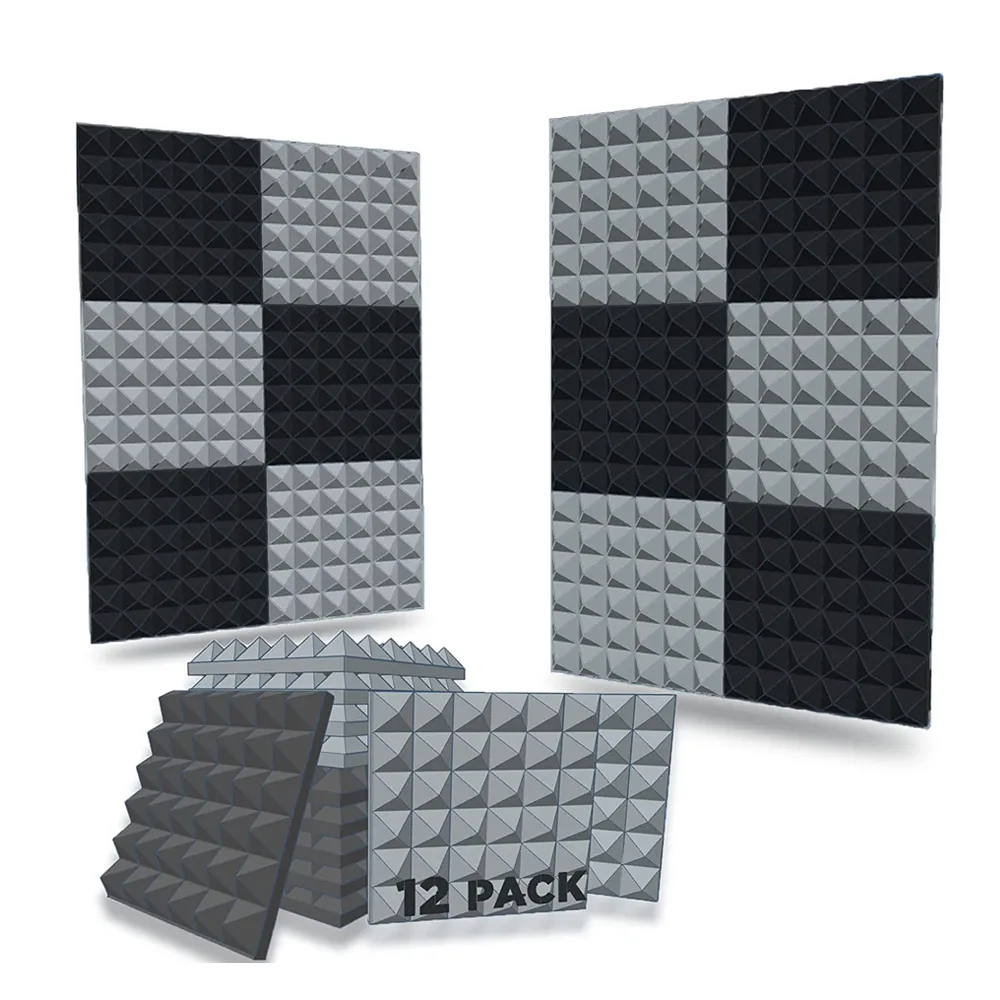 Painel de parede 3D 12Pcs 30x30x5cm painel de parede à prova de som para tratamento à prova de som painel de parede de estúdio absorção de som pirâmide tratamento acústico 230619