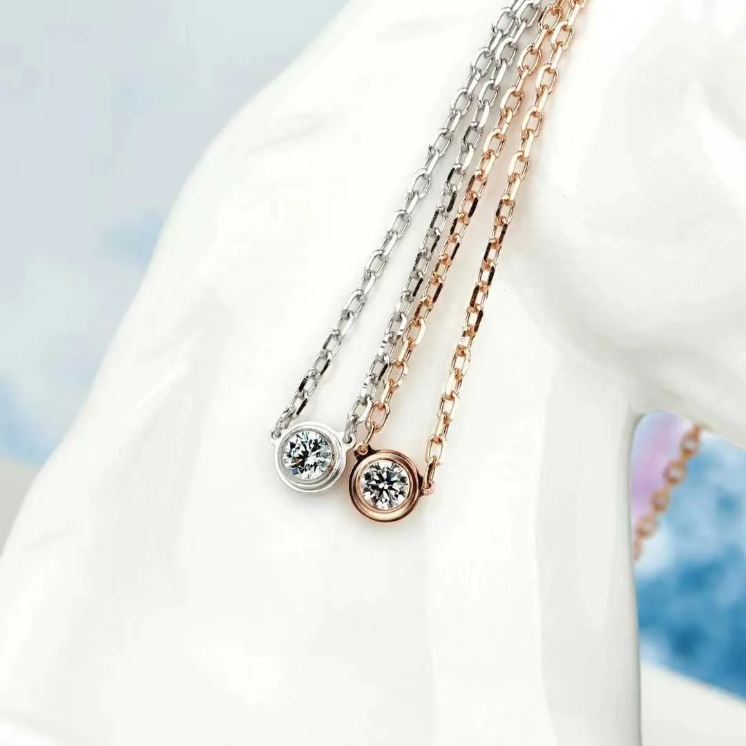 Designer Trend Single Diamond Necklace S925 Sterling Silver Premium Bubble Twlar Chain Carter New Pendant Small Set Design