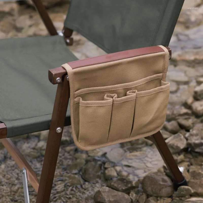 Scatole di stoccaggio sedia in casa lato organizzatore pocke tessuto morbido pieghevole per tasca esterna a doppio strato in campeggio portatile
