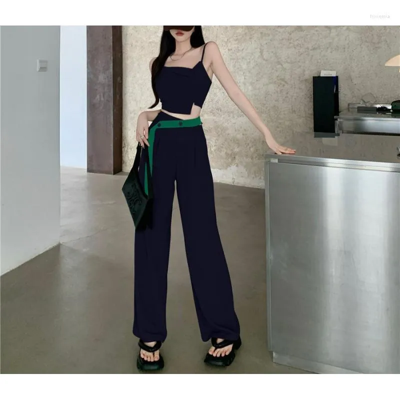 Casual Dresses Mature Women Suit Two-Piece Summer 2023 Sweet And Spicy Style Camisole High Waist Wide-Leg Trousers Women's Clothing