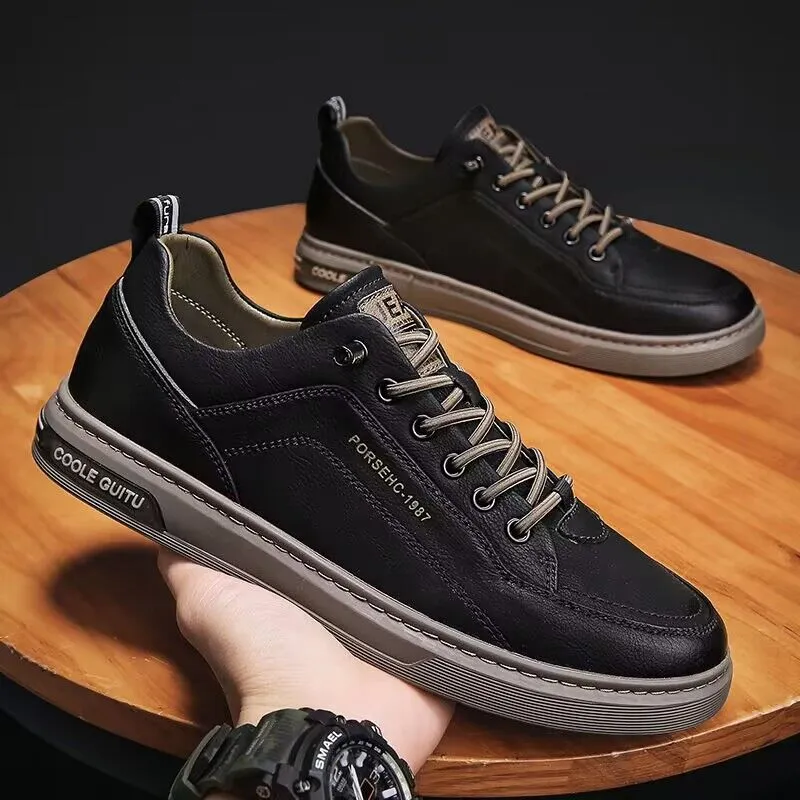 DUHGBNE Ademende effen Koreaanse versie voor heren, trendy, casual