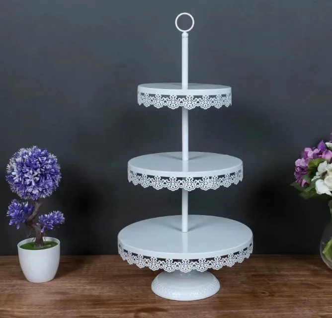 3 niveaux gâteau support ensemble rond en métal Cupcake Dessert affichage piédestal fête de mariage affichage Table décoration