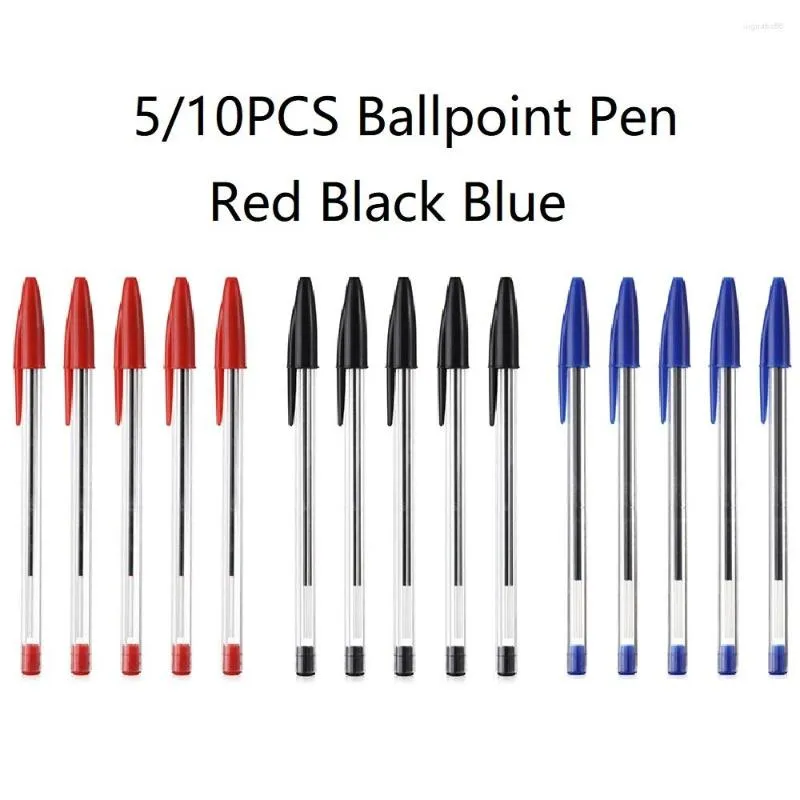 5/10 Pcs Zwart Rood Blauw Balpen 1.0mm Student Ondertekening Schrijven Briefpapier School Kantoor Accessoires