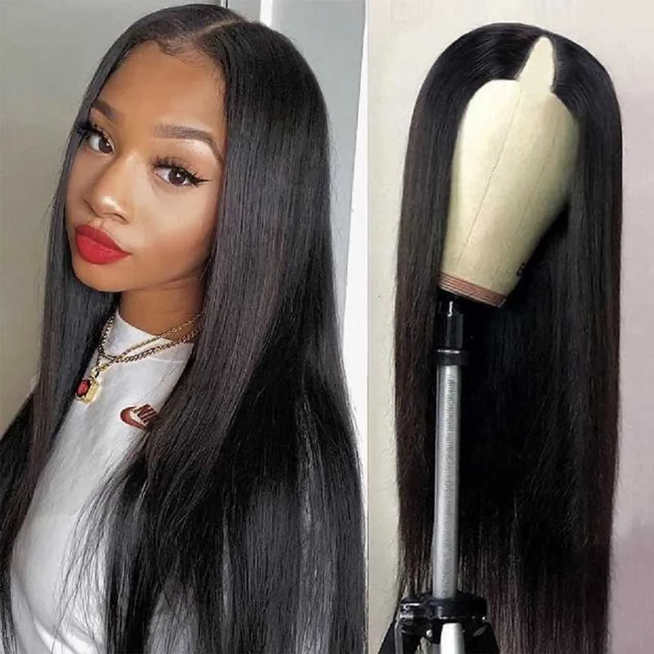 Nxy Hair Wigs u Part Wig Human Bone Straight for Women v No Leave Out Brasileiro 230619