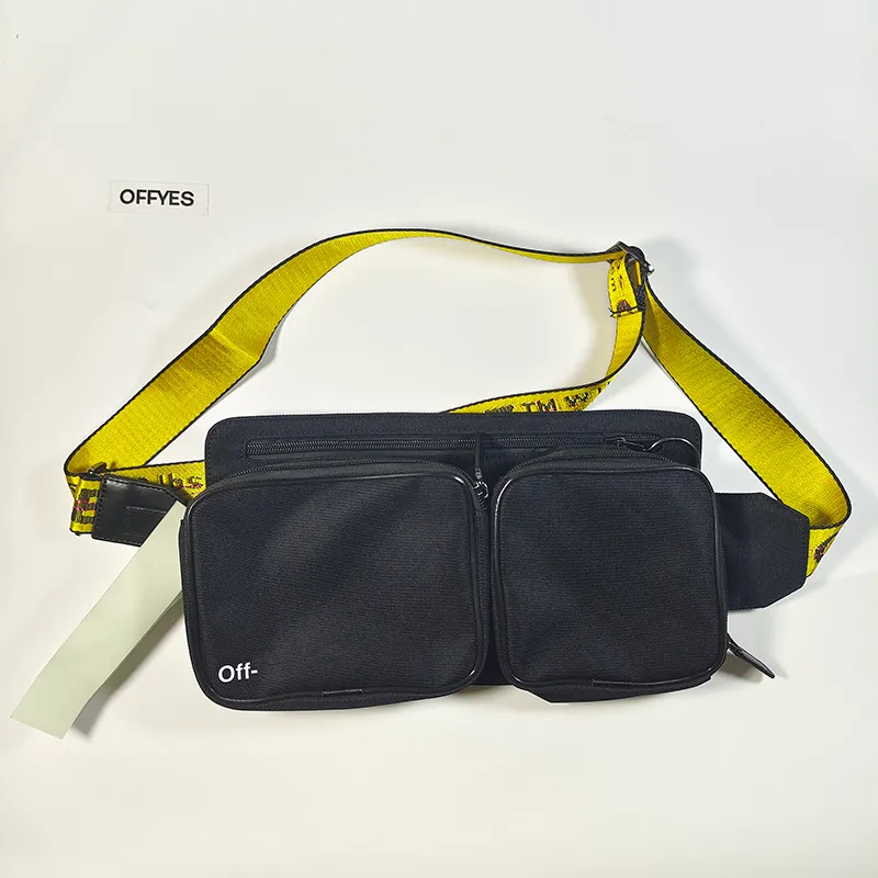 Yellow Industrial Strap Designer Messenger Bag Cross body Pouch Chest Bag Hype Street Travel Belt Bag Black Outdoor Fanny Pack Hip Bag Removable Pouchs