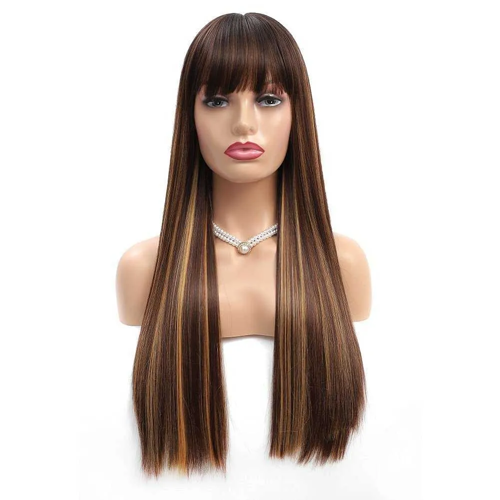 Nxy Hair Wigs Natural Fashion Synthetic Wig 24 30 -дюймового выделения блондинки для женщин длинные прямо с челкой 230619