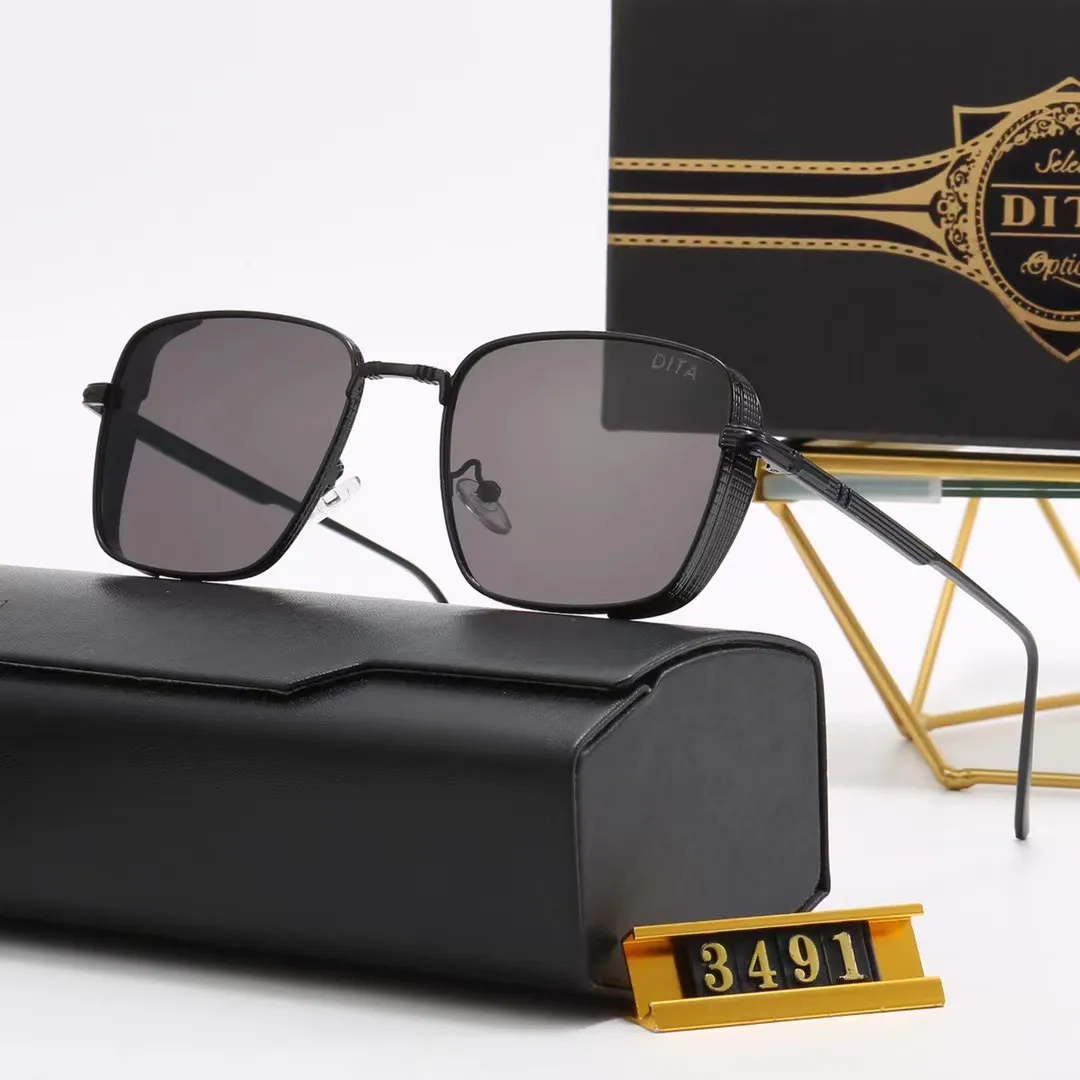 Gafas de sol de diseñador de modelo de calidad SUPERIOR Hombres para mujer diseñador de estilo de moda vintage de metal gafas de sol negras para hombres Lentes UV 400 que combinan con paquete steam punk dita
