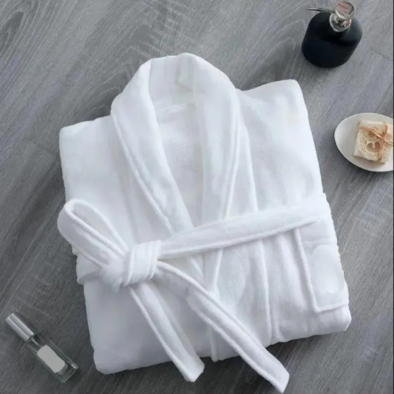 Mode ménage Peignoir Pur Coton Hommes Femmes Peignoir Serviette Matériel Peignoir Long Couple Coton Absorbant L'eau Séchage Rapide