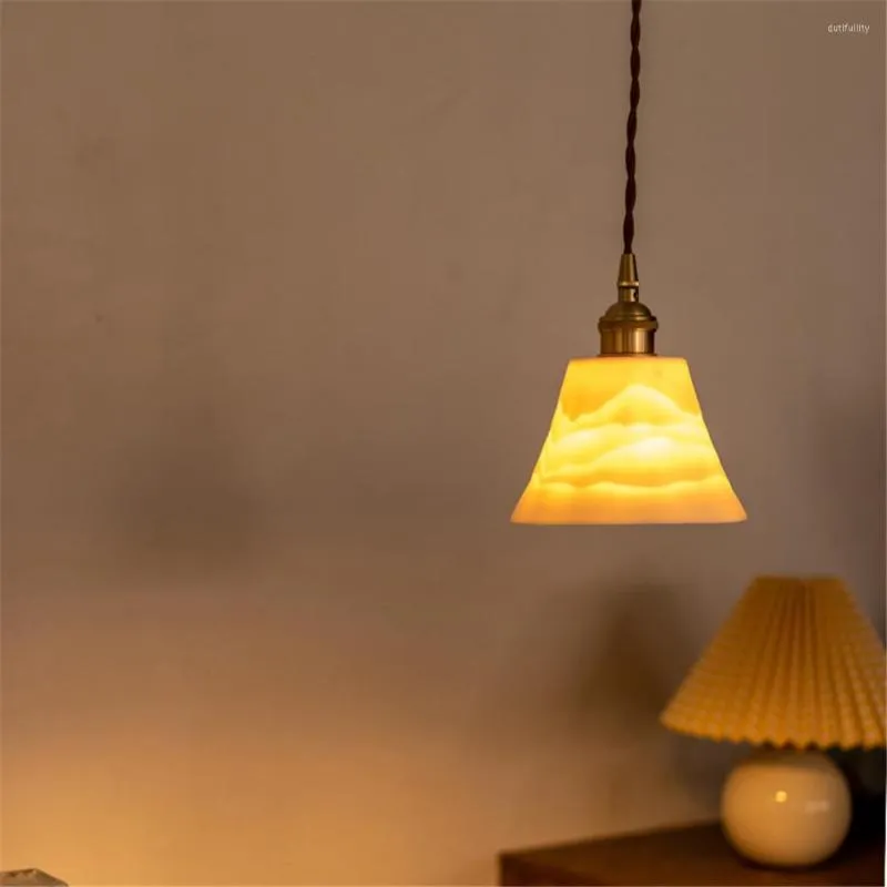 Pendellampor loft stil antik LED -lampor retro mässing keramisk hängande lampa matsal bar dekor hem belysning armatur